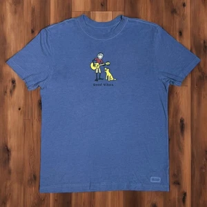 Life is Good T-Shirt Mens Small Blue Good Vibes Graphic - Picture 1 of 6