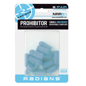 Radians FP74BBP6 Prohibitor Size Small Earplugs Hearing Protection (6 Pairs)
