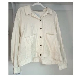 NWT Old Navy 100% Cotton Jacket Button Up Cream White Size Women's XL - Picture 1 of 6