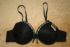 Black 38B Bra from "MaMia Intimate" White Ribbon, Floral Lace on the Cups - Picture 1 of 3