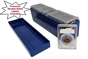 20er-Pack 19 mm Premium Münzplattenhalter & blaues Etui für US Cent Penny Indianer - Bild 1 von 9
