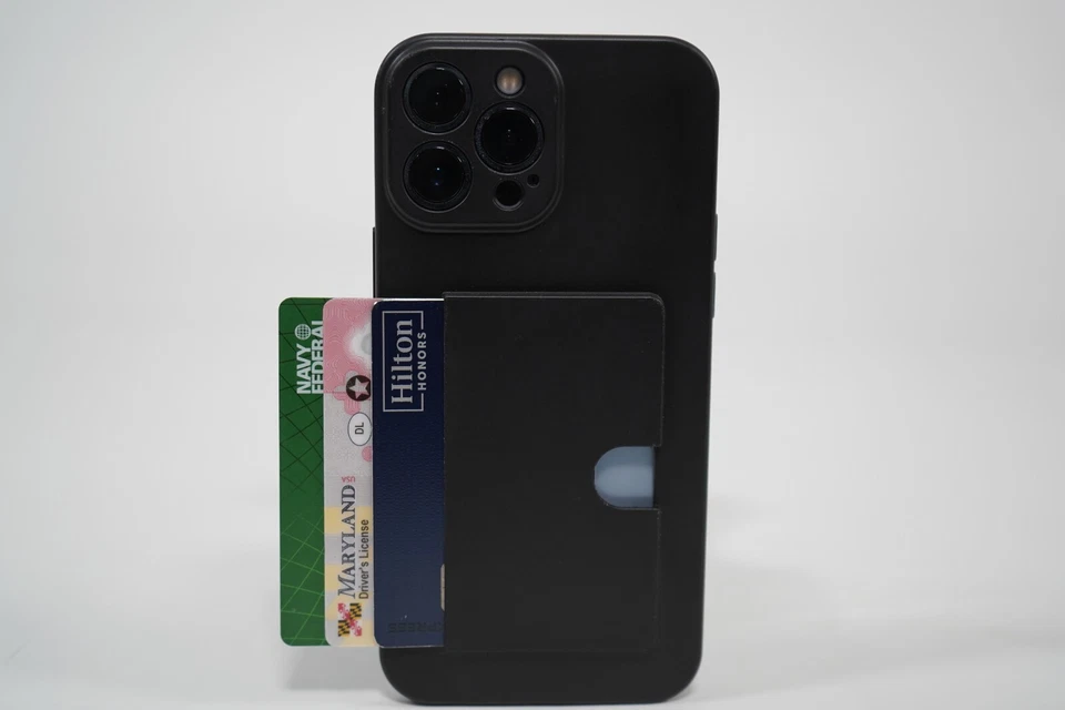 Capa telefone silicone ultra preta com suporte para cartão Samsung Galaxy S23, S23+, S23 - Imagem 1 de 2