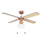 Copper Ceiling Fan with Light Cooling System 3 or 4 Blade Lounge Lighting LED