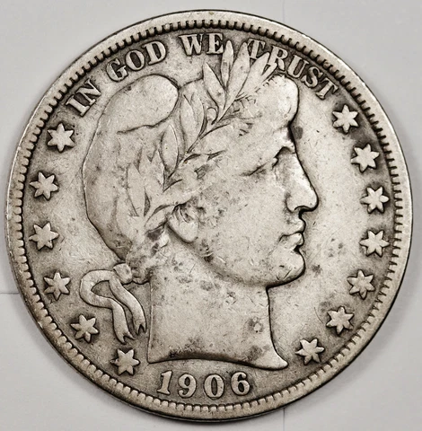 1906-s Barber Half.  Fine.  159275 Cover
