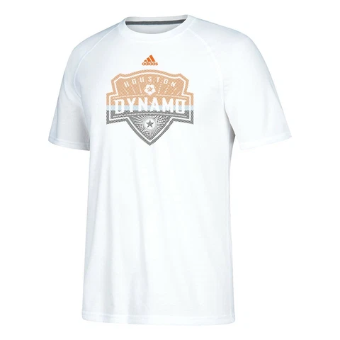 Houston Dynamo MLS Adidas Men's White Redirection Logo Climalite T-Shirt Cover
