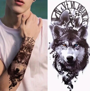 Temporary Tattoos For Women Men Kids Boys Fake Wolf Tattoo Sticker Free Shipping - Picture 1 of 1
