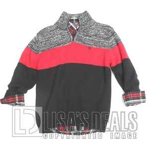 New Boys IZOD 2 Piece Set Sweater Button Up Red Plaid Shirt M 8 - Picture 1 of 1