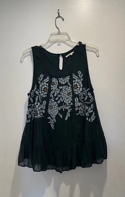 Floreat Size Small Embroidered Peplum Roselle Tank Top Fairy Anthropologie Boho Foto 1 de 4