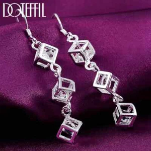 Orecchini a goccia DOTEFFIL argento sterling 925 quadrati zirconi gioielli matrimonio - Foto 1 di 6