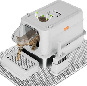 Caja de arena para gatos Citylife XL de acero inoxidable con tapa, removedor cerrado extra grande - Imagen 1 de 12