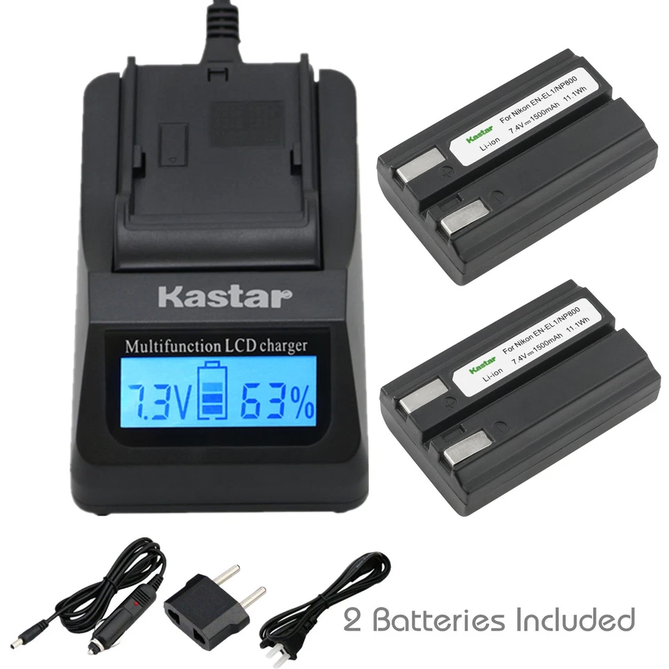 Cargador de batería Kastar EN-EL1 para Minota NP-800 Konica Minota DG-5W Dimage A200 Foto 1 de 4
