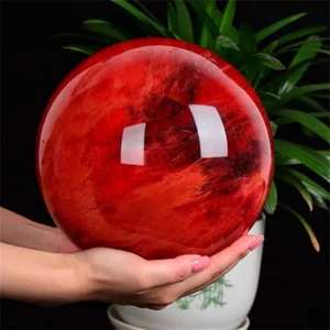 Natural Crystal Rare Beautiful Natural Red Calcite Quartz Crystals Sphere Ball H - Picture 1 of 14