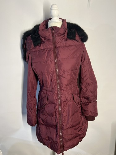 COACH Cappotto tampone lungo trapuntato bordeaux taglia S