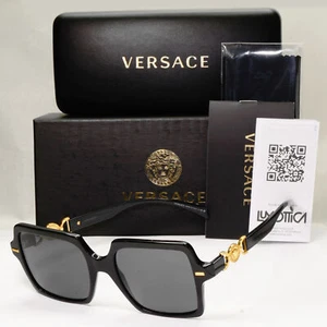 Versace Sunglasses Black Gold Medusa Square Oversized Large MOD VE 4441 GB1/87