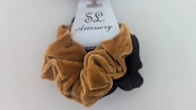 2 Piece velvet hair scrunchies yellow/black - Image 1 of 2