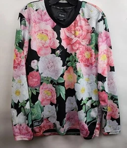 Camiseta deportiva de hockey Eden primitiva para hombre talla mediana negra floral sublimada ilustraciones - Imagen 1 de 2