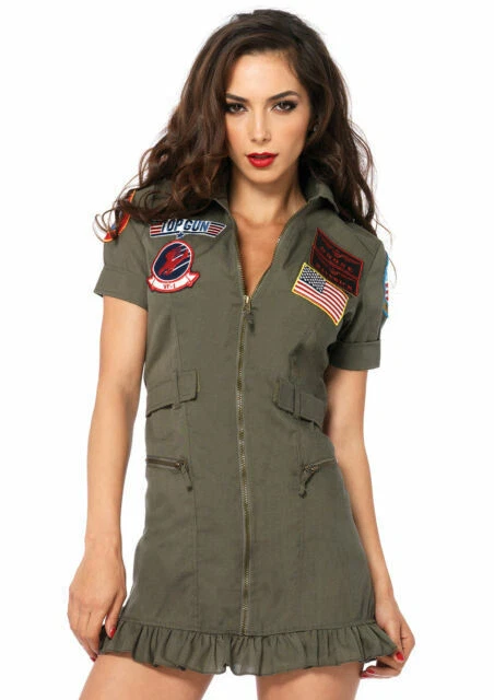 Leg Avenue Women's Top Gun Pilot Costume Dress L Size - TG83700 14303