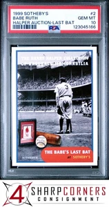 1999 SOTHEBY'S HALPER AUCTION #2 BABE RUTH HOF LAST BAT POP 4 PSA 10 - Picture 1 of 3