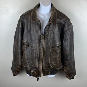 Vintage Avirex Leather Bomber Flight Jacket Men's XL Brown Type G-2 Made In USA - Picture 1 of 19