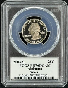 2003 S Silver Quarter 25C ALABAMA PCGS PR 70 DCAM - Picture 1 of 2