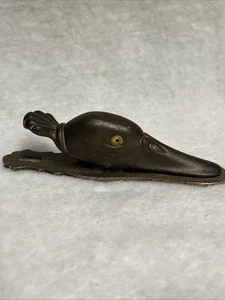 ANTIQUE Victorian Brass DESK DUCK DECOY BILL CLIP PAPER LETTER HOLDER glass eyes - Picture 1 of 7