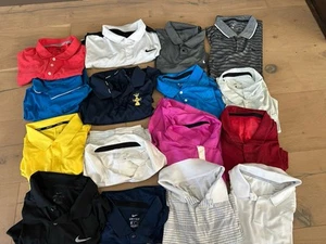NIKE Polo Golf Shirt Lot 16 Shirts Men's XL Short Sleeve Dri-Fit White Blue Red - Picture 1 of 5