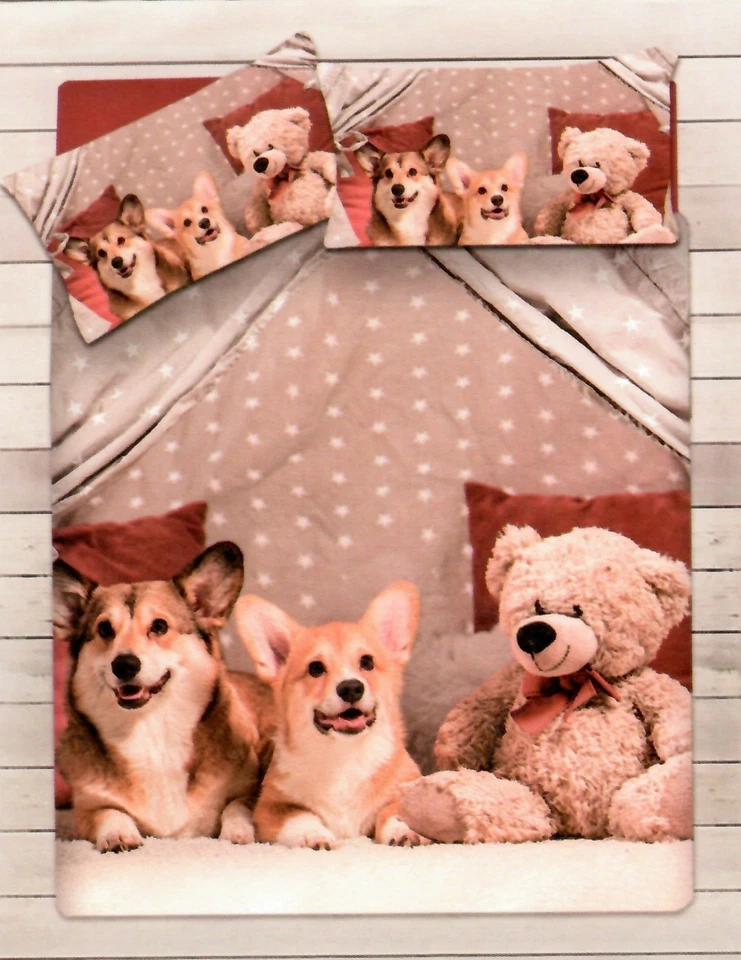 Copripiumino CANI ORSETTI Matrimoniale 2 Piazze Singolo 1,5P Puro Cotone DIGITAL - Immagine 1 di 1