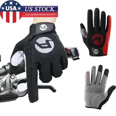 Padded Full Finger Cycling Gloves MTB Racing Breathable Touch Screen Bike Gloves - Image 1 of 4