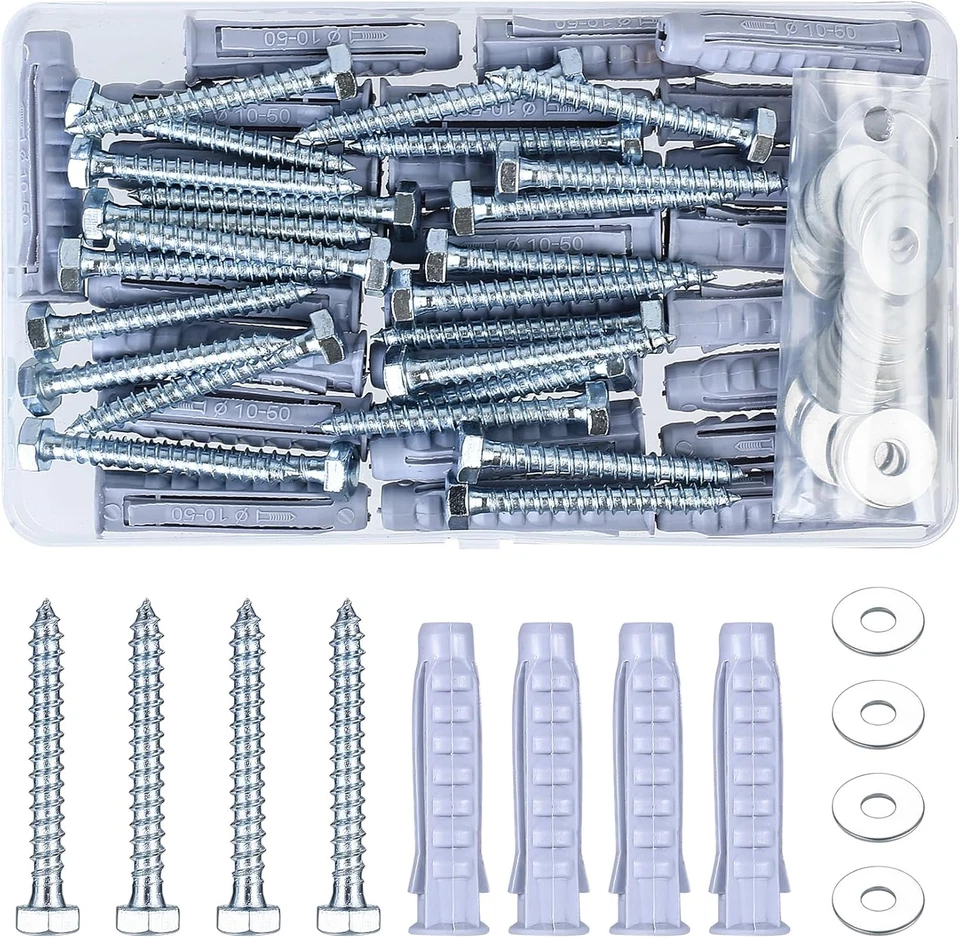 25 Set M8 M12 Tasselli Universali Con Vite, Bulloni Esagonali E Tasselli a Muro, - Immagine 1 di 4