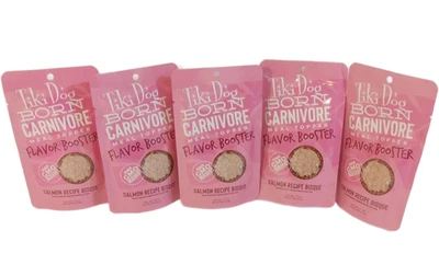 Comida para perros Tiki Topper Salmón Receta Bisque Born Carnívoro Sabor Booster 5 paquetes Foto 1 de 4