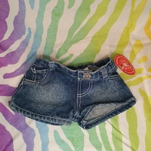 Build A Bear Clothes Dark Blue Denim Rhinestone Shorts NWT - Picture 1 of 7