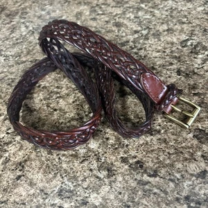 Talbots Womens Leather Belt Braided Medium Brown Boho Western Cottage - Picture 1 of 4