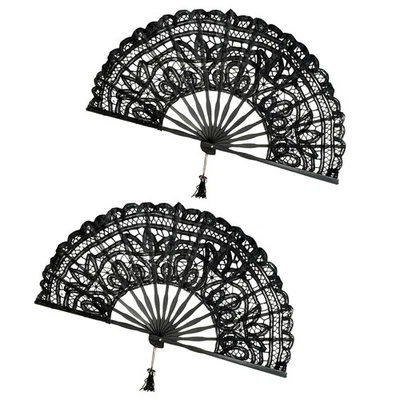  2 Pcs Handheld Fan Hand Fan Folding Vintage Hand Fan Folding Compartments - Image 1 of 4
