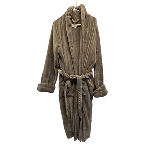 Restoration Hardware Robe L Sable Brown Plush Fleece Men Women Lounge Long Cozy - Picture 1 of 8