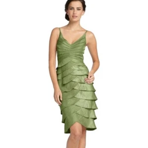 Adrianna Papell Ladies Shimmer Green Ruffle Cocktail Dress & Jacket Bundle! - Picture 1 of 9