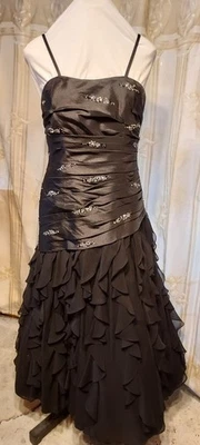 Flirt by Maggie Sottero Imperial Gown Wmn's Black Beaded Corset Lace Back Sz 12 - Image 1 of 4