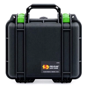 Black & Lime Green Pelican 1200 Case with Foam. - Picture 1 of 3