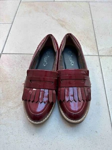 NEXT Patent Flat Shoes - UK Adult Size 3 - Burgundy - Anti-slip Soles - Picture 1 of 4
