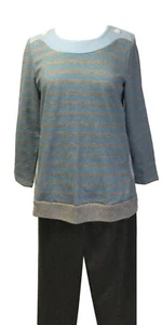 Juego de pantalones adaptativos a presión de hombro, rayas azules - Imagen 1 de 12