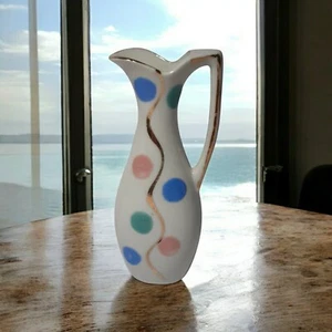 Jarrón miniatura de colección de 4" de alto multicolor a lunares con mango estilo payaso circo - Imagen 1 de 8