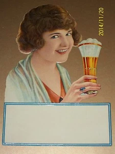 BIERMÄDCHEN Stanzform KALENDER KUNST 1915 NOS EISCREME, Soda Brunnen Glas Ginger Ale - Bild 1 von 11