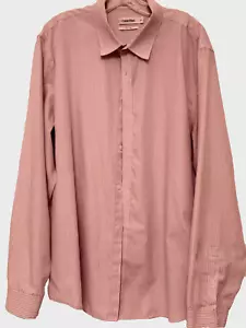 CALVIN KLEIN Pinstripe Pinks Long Sleeve Dress Shirt Non Iron Sz XXL 100% Cotton - Picture 1 of 7