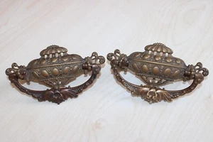 Pair of Antique Early Victorian Brass Drawer Handles Indian Influence design - Picture 1 of 4