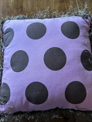 Handmade Decorative Fabric Throw Pillow Pink And Brown Polka Dots - Image 1 of 3