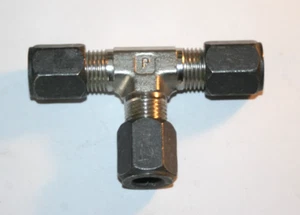 3/8 Tube Flareless 316ss Hydraulic Tee Fitting Parker 6 JBU-SS - Picture 1 of 4