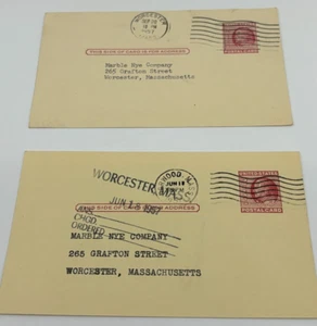 Lot of 2 Vintage 1957 Business Postcards Posted to Marble Nye Co Massachusetts - Picture 1 of 8