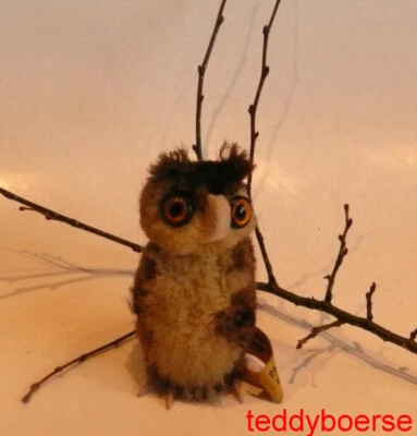 Steiff Woll- Eule • Wollminiatur • 6 cm • Kn/F Artnr.  7480/06  • 70er J. - Bild 1 von 3