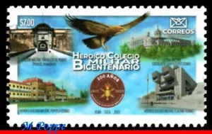 23-21 MEXICO 2023 HEROIC MILITARY COLLEGE, 200 Y, BIRDS, EAGLE, ARCHITECTURE MNH - Picture 1 of 2