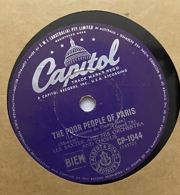 78RPM Record The Poor People of Paris/Theme From Helen of Troy - Les Baxter - Image 1 of 4