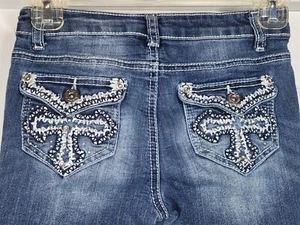 Revolution by Revolt Girls Sz 8 Jeans Bling Cross Boot Cut Tween Teens (24x24) - Picture 1 of 11